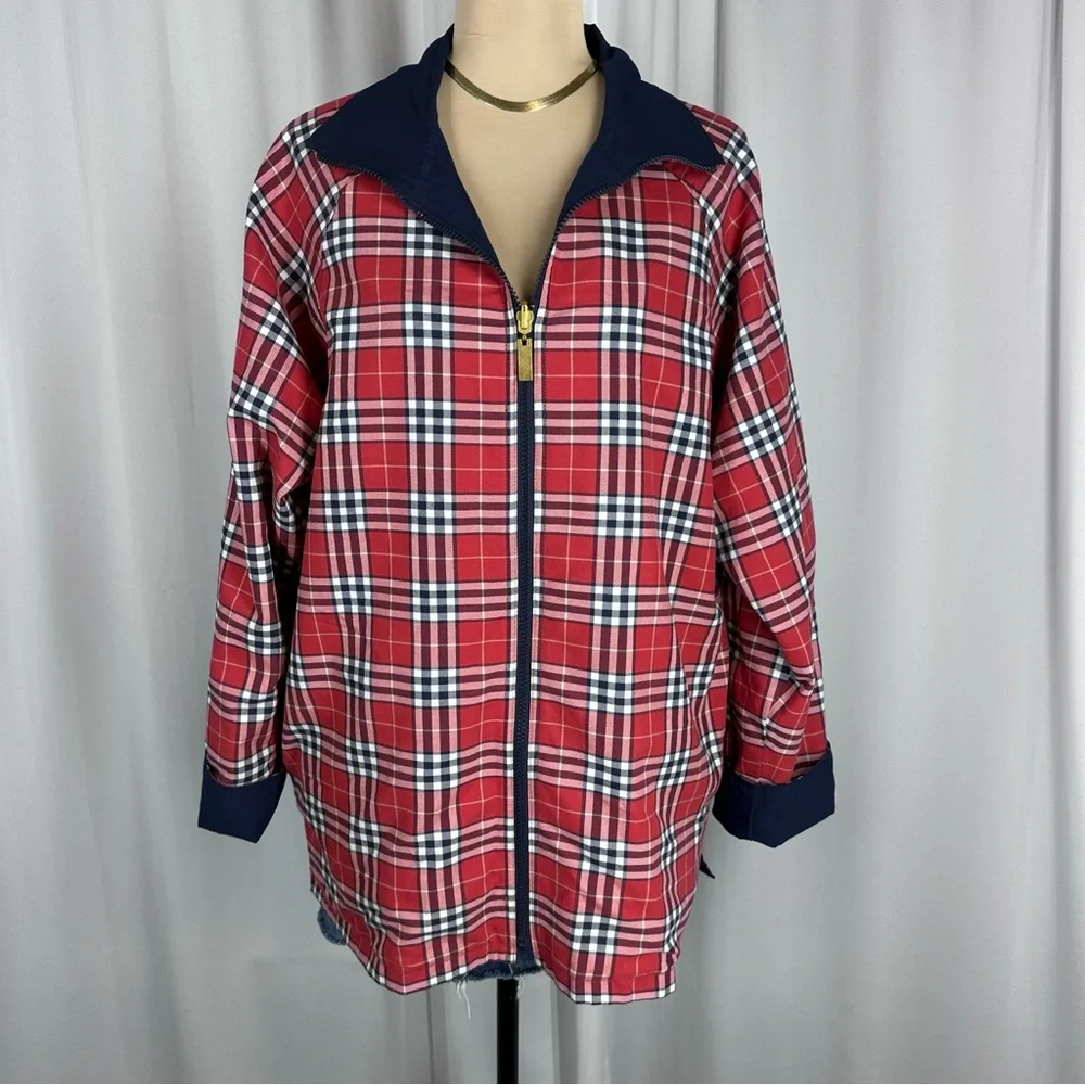 NWOT KORET Country Club Reversible‎ Jacket Sz M Navy Blue/McGregor Plaid